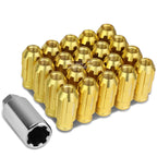 20 PCS Open End M12x1.25 50mm Tall Gold Aluminum Lug Nuts + Adapter