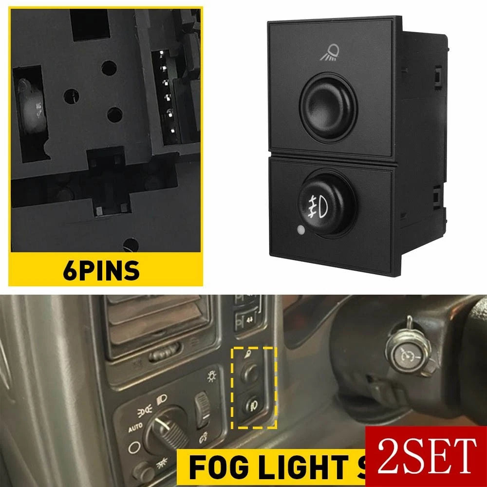 Set of 2 Fog Light Switches for Chevy Silverado Tahoe GMC Sierra (2003–2006)