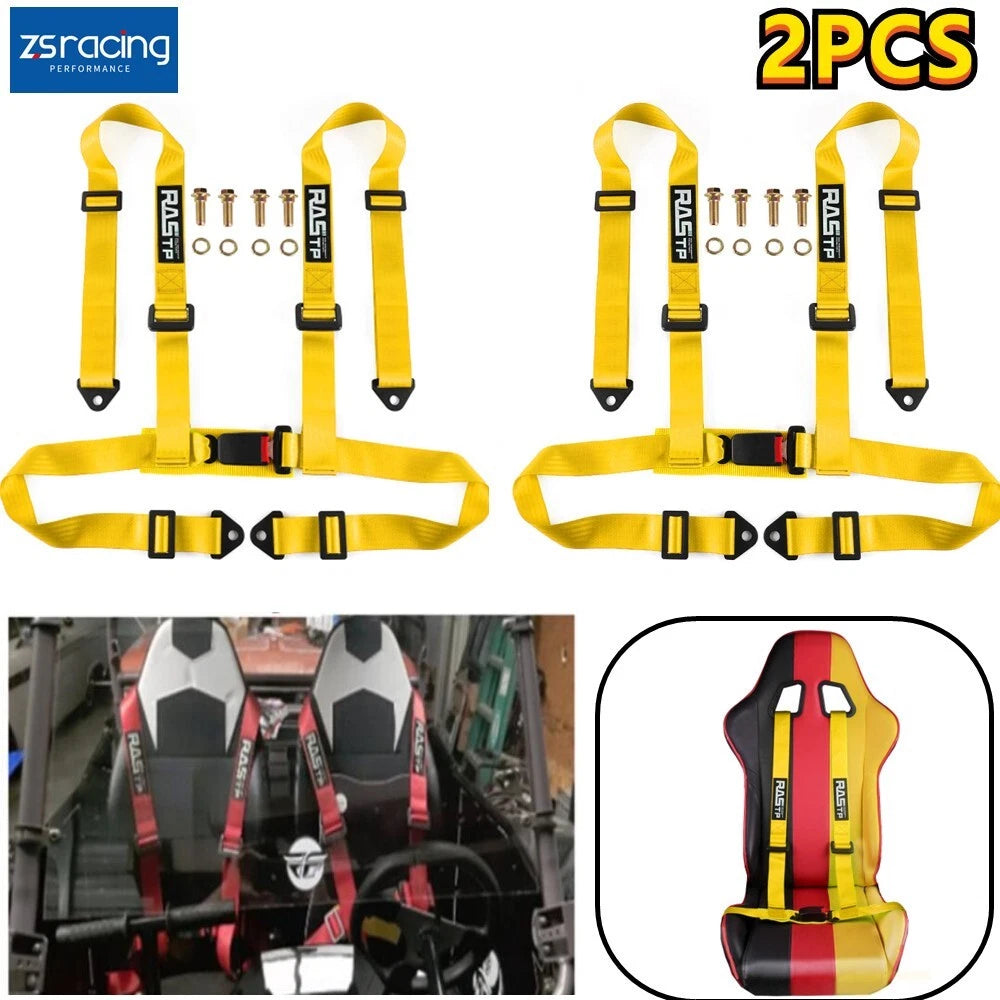 2X 4 Point Buckle Seat Belt Harness for Racing Car UTV ATV Go-Kart