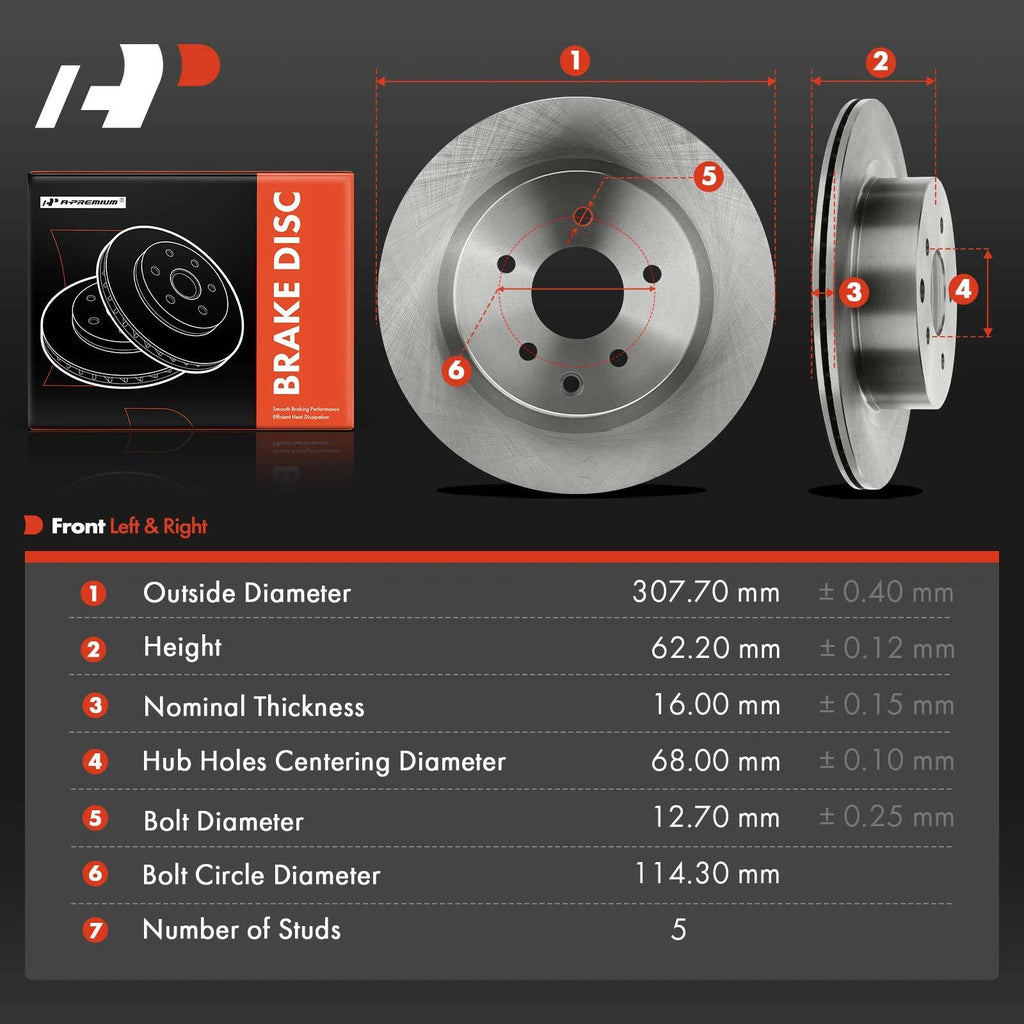 Rear Disc Brake Rotors for Infiniti EX35 EX37 G25 G35 M35 M45 (2008–2013)
