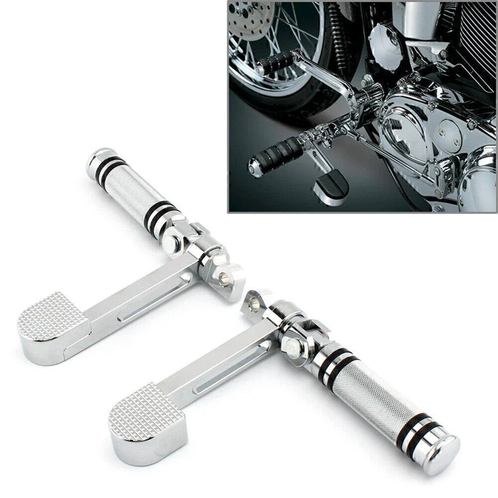Chrome Stirrup Heel Foot Rest Pegs for Harley Sportster XL 883 1200 (2004-2023)