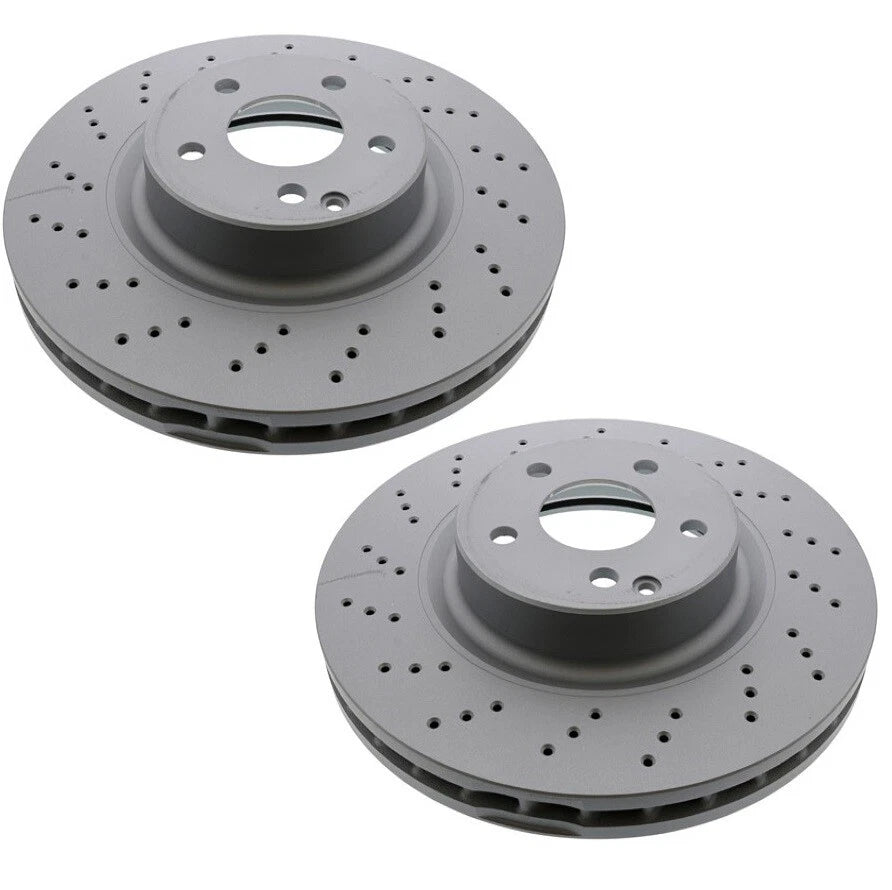 Set of 2 Front Zimmermann Drilled Brake Disc Rotors for Mercedes W219 X204
