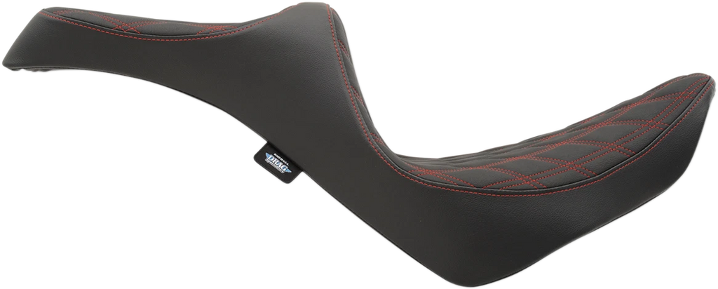 Predator III Seat for Harley-Davidson (2000–2023) - Double Diamond, Red Stitching