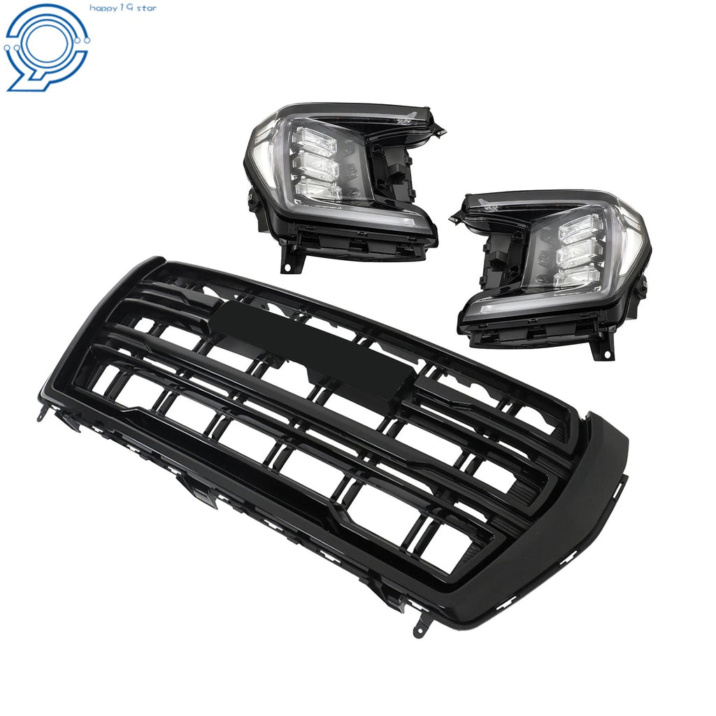 Set of 2 Black Housing LED Headlights for GMC Yukon (2021–2023)