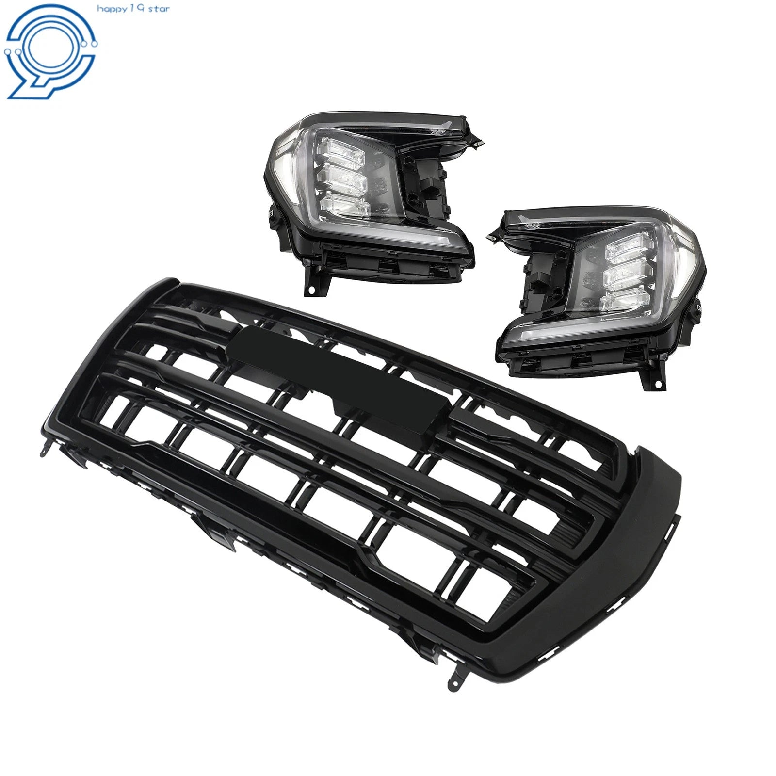 Set of 2 Black Housing LED Headlights for GMC Yukon (2021–2023)