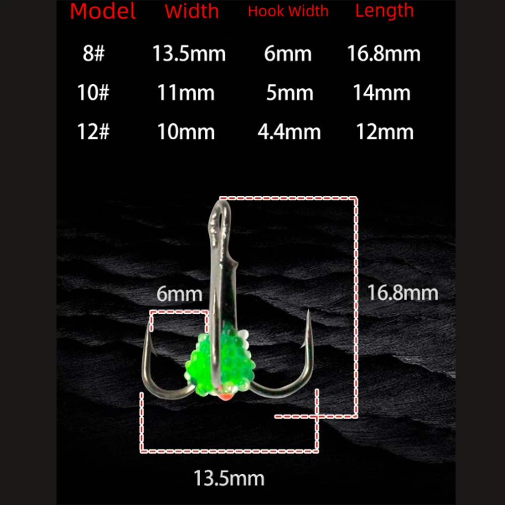 Set of 10 Stainless Steel Ice Fishing Hooks for Cold Water Fishing