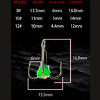 Set of 10 Stainless Steel Ice Fishing Hooks for Cold Water Fishing