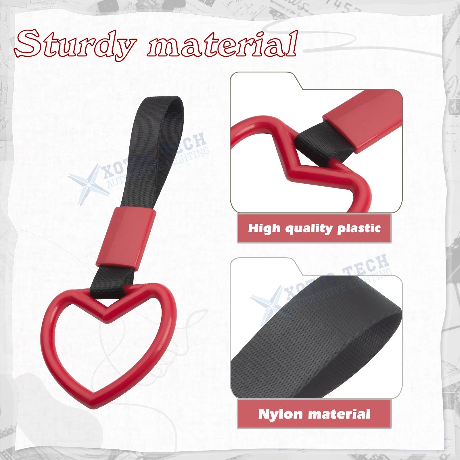 JDM Heart-Shaped Tsurikawa Car Handle Straps for Rear Bumper (-)
