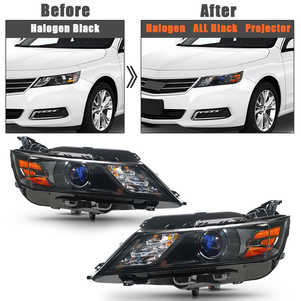 Projector Headlights for Chevy Impala (2014–2020) - All Black Pair