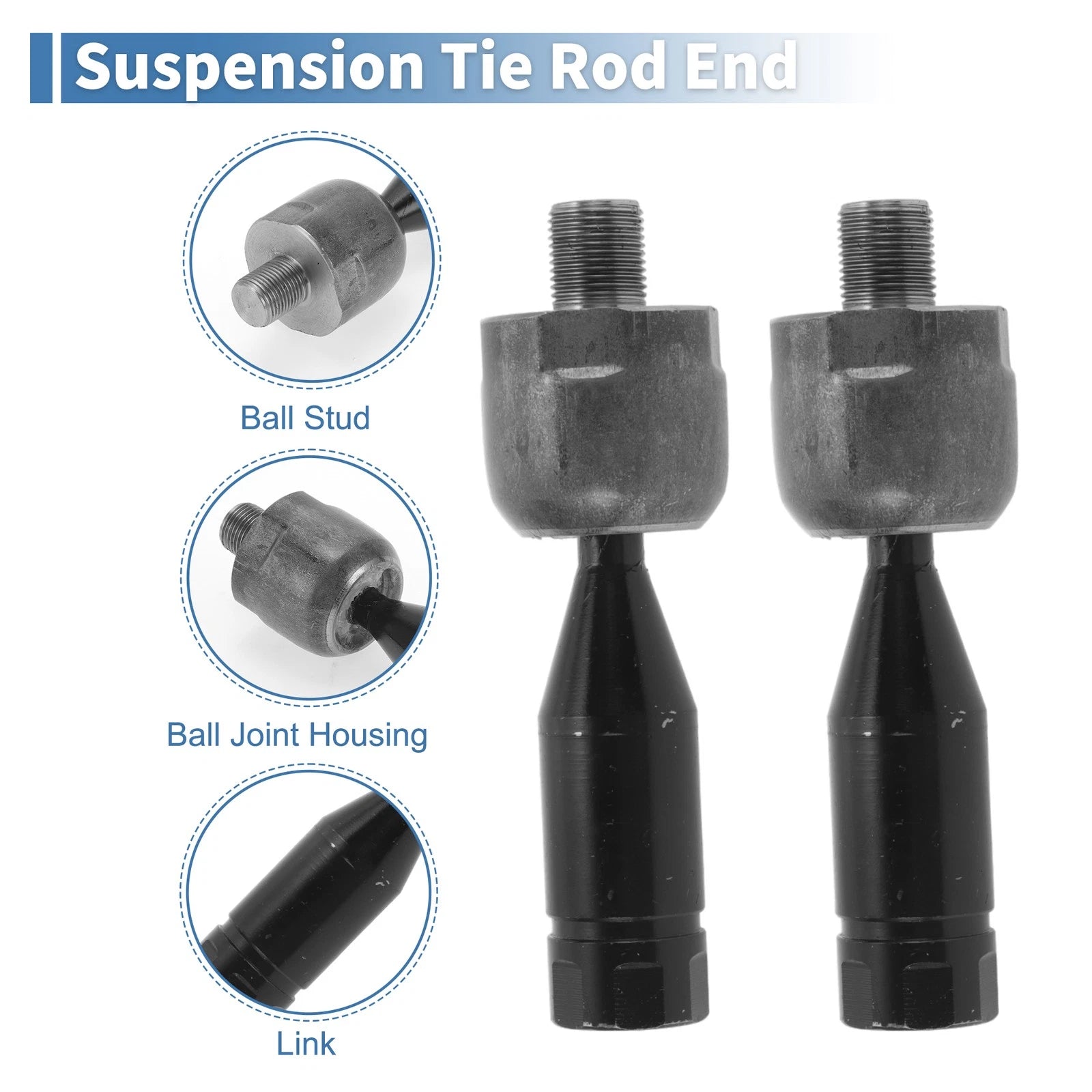 2X Front Inner Tie Rod End Links for Toyota Tacoma (1995–2004) No.EV433