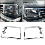 Set of 2 Chrome Headlight Trim Bezels for Ford F150 F250 Bronco (1992–1996)