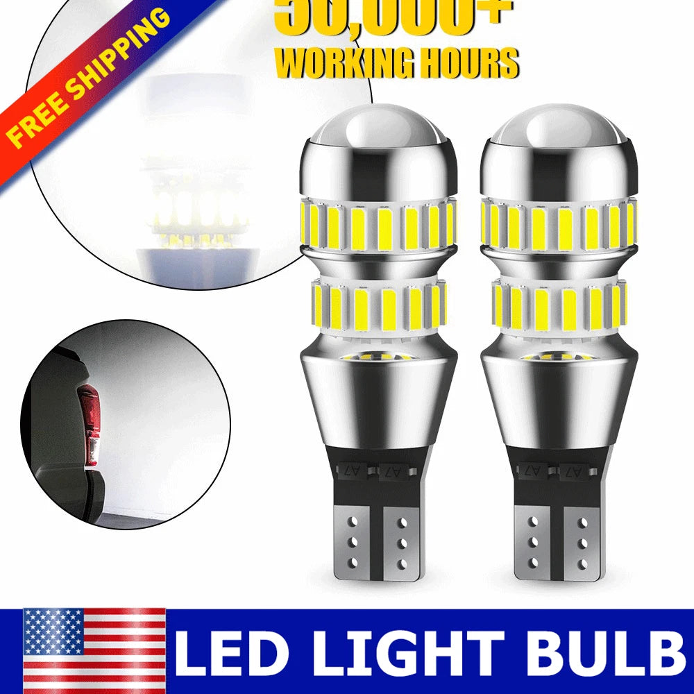 Set of 2 AUXITO 921 912 W16W T15 906 916 LED Reverse Light Bulbs 6500K