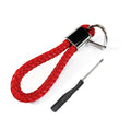 Braided Red Leather Key Chain Strap Ring for Car Key Fob (Universal)