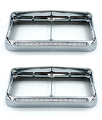 Headlight Visor Bezels Front Pair with Amber LED for Chrome 4x6 (1990–1999)