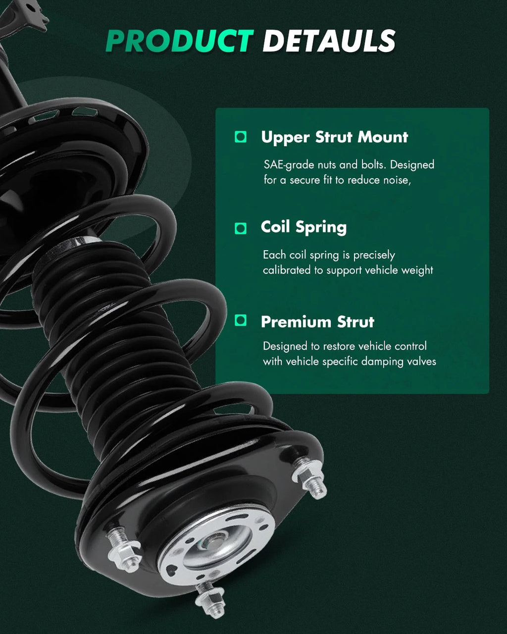 Complete Struts Shocks with Spring Assembly Front Pair for Scion TC (2011–2016)
