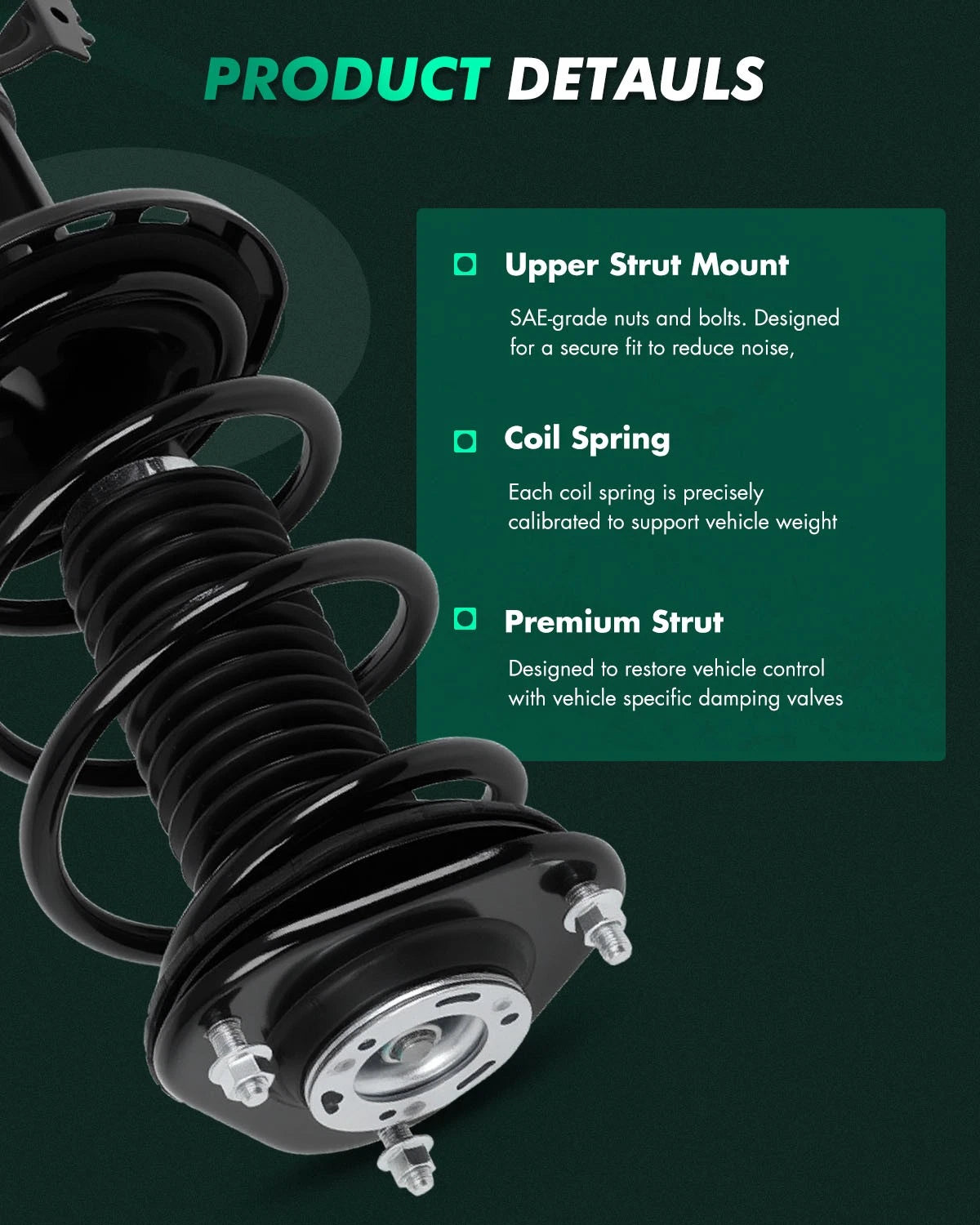 Complete Struts Shocks with Spring Assembly Front Pair for Scion TC (2011–2016)