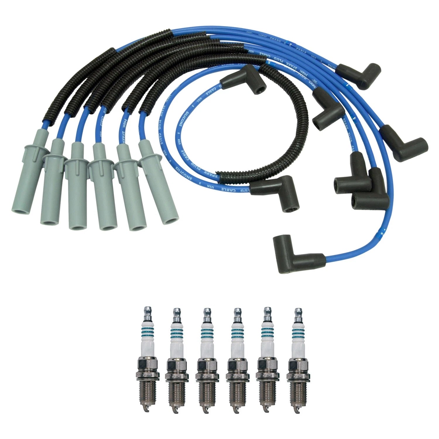 NGK 7mm Wire Set & Denso Iridium Spark Plug Kit for Ram 1500 (1994–2001)