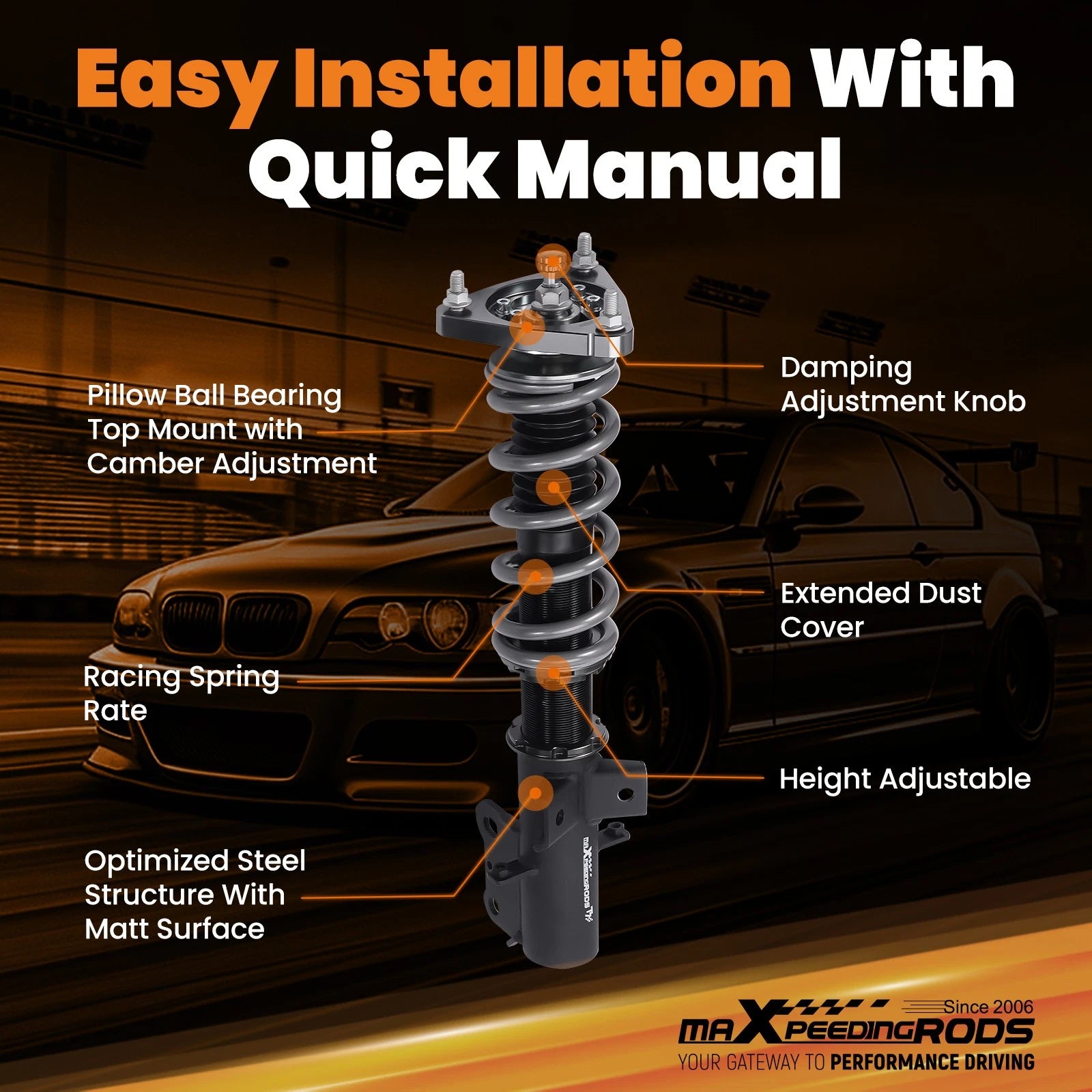 Coilovers Lowering Kit for Ford Mustang (2015-2024)