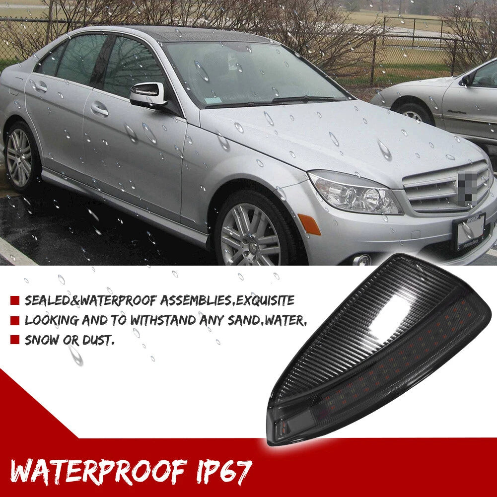2X Smoke Switchback LED Mirror Signal Lights for Benz C-Class (2008–2014)