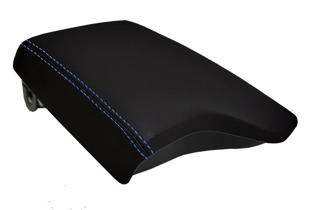 Leather Console Lid Armrest Cover for Ford Ranger (2019–2020) Blue Stitch