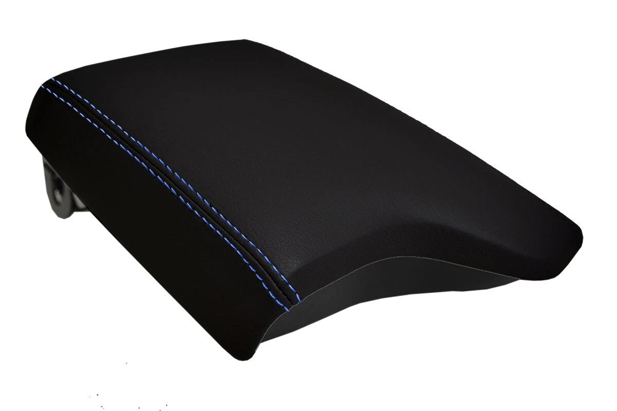Leather Console Lid Armrest Cover for Ford Ranger (2019–2020) Blue Stitch