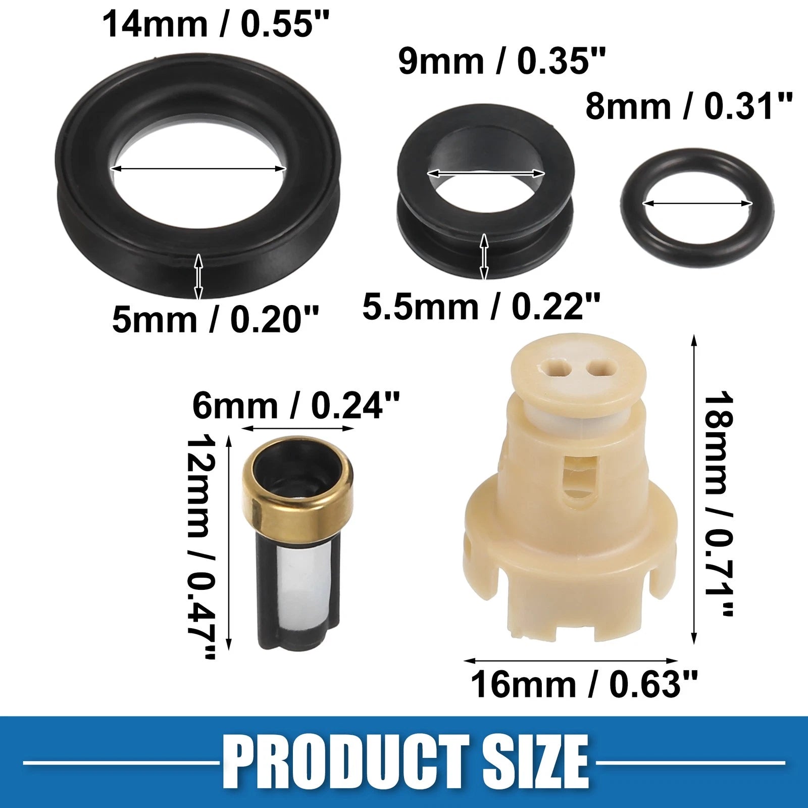 Set of 6 Fuel Injector O Rings Seals with Micro Filters for Toyota Tacoma (1999–2004)