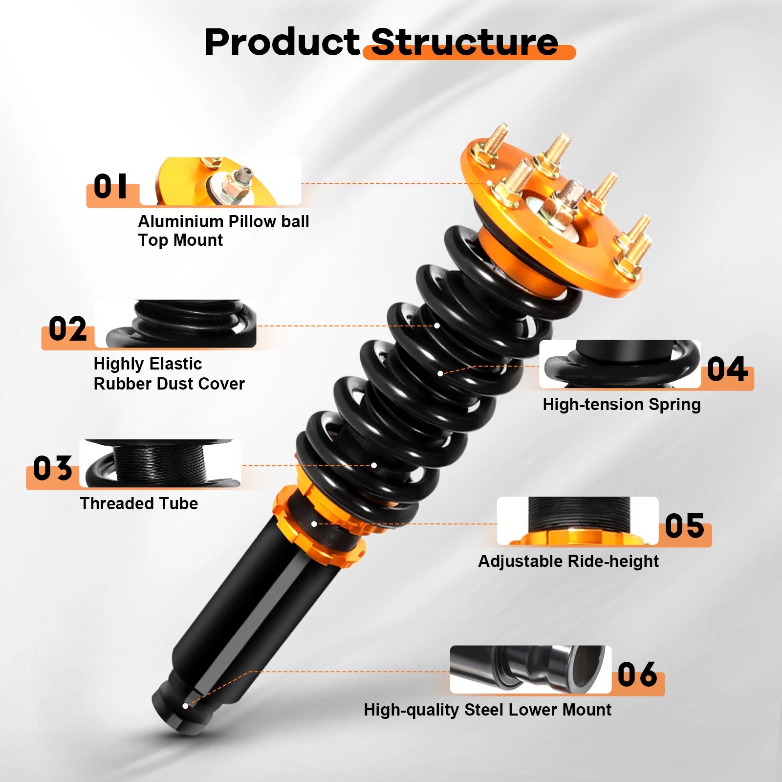 Coilovers for Honda Accord (2008–2012) - Adjustable Height Strut Absorber