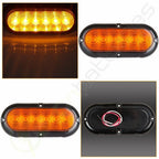 2X Amber 6LED Stop/Turn/Tail Brake Reverse Light Flange Mount for Truck Trailer