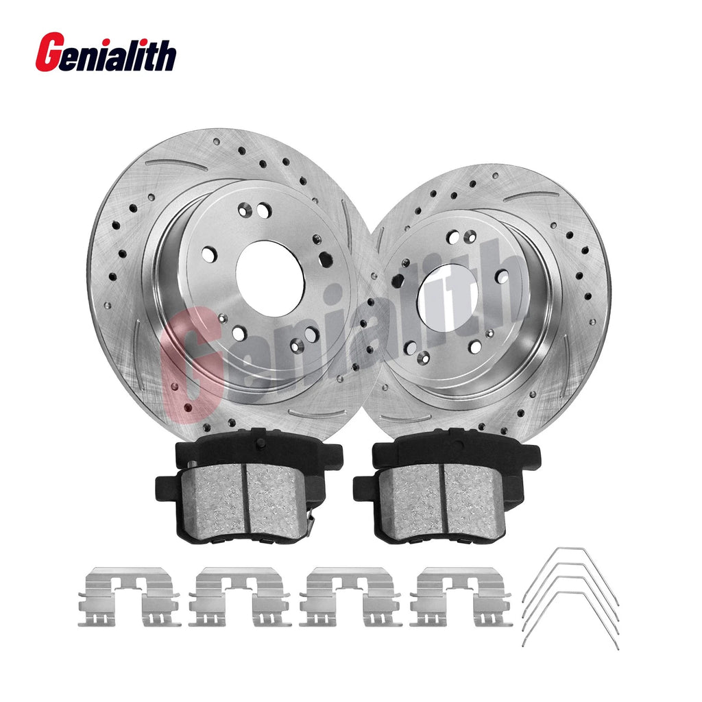 Rear Disc Rotors & Ceramic Brake Pads Kit for Honda Accord Acura TSX (2008–2017)