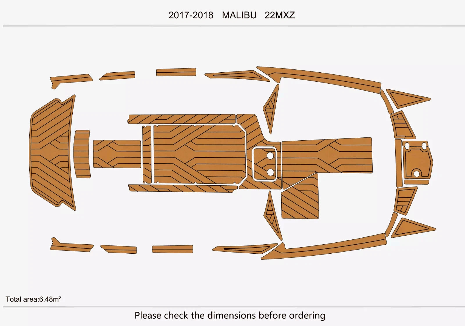 EVA Faux Teak Flooring Pads for Malibu 22 MXZ (2018)