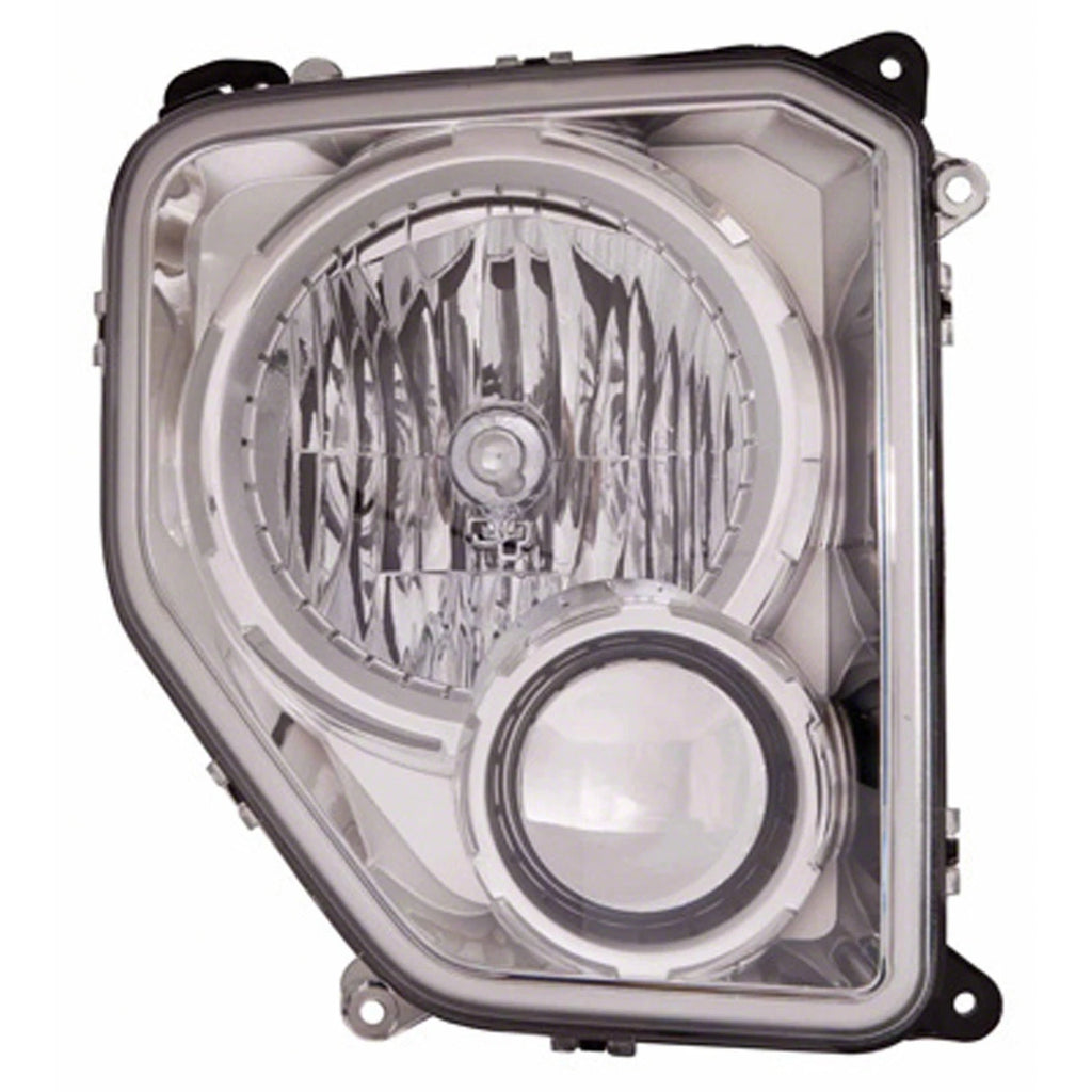 Replacement Chrome Passenger Head Light Assembly w/o Fogs w/Round Bulb Shield