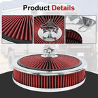 14" Round High Flow Washable Air Cleaner with Chrome Lid for SBC BBC