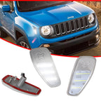 2X Clear White LED Side Marker Lights for Jeep Renegade (2015–2023)