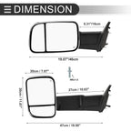 Tow Mirrors for Dodge Ram 1500 with LED Turn Signal Light Silver Tone (2009-2018)