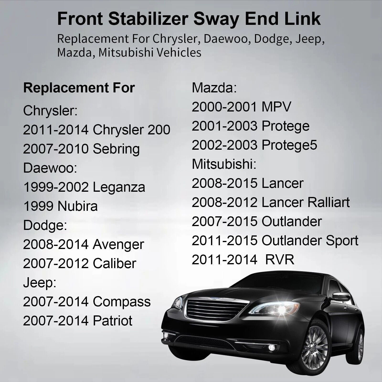 2X Front Sway Bar End Links for Dodge Avenger Caliber Jeep Compass Patriot (2007–2014)