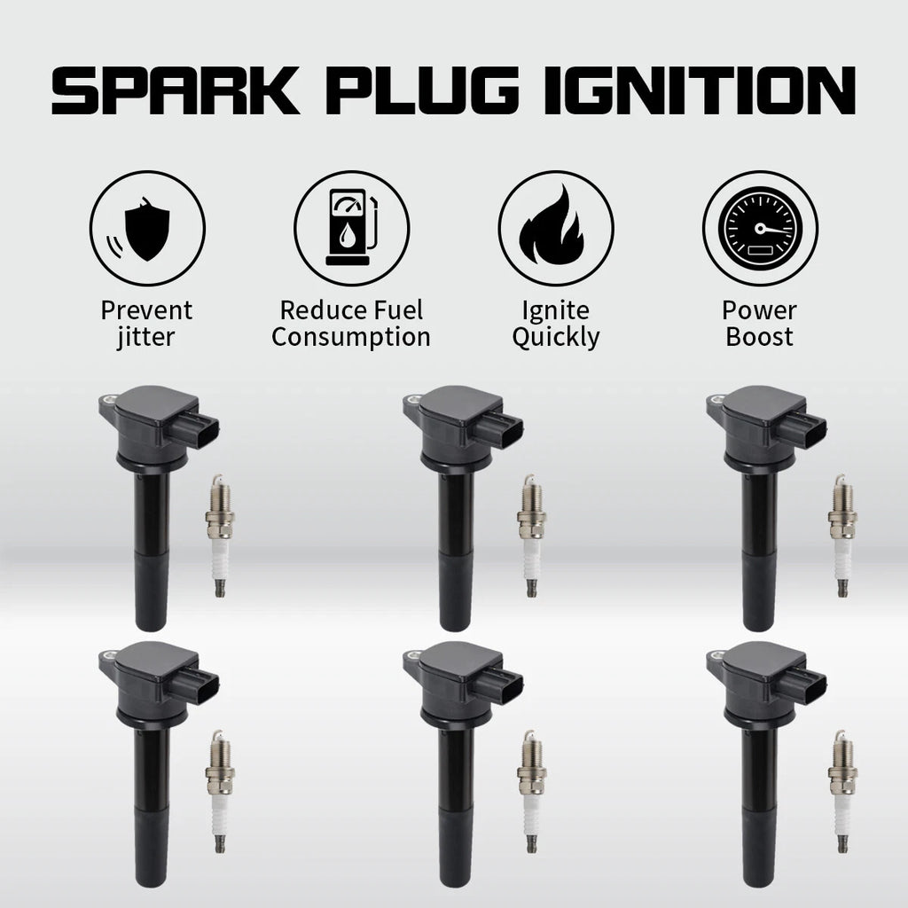 6X Ignition Coil & Iridium Spark Plug for Mitsubishi Endeavor Galant (2004–2008) UF481