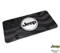 License Plate Cover Premium Black Wave with American Flag for Jeep Wrangler (2007–2024)