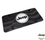 License Plate Cover Premium Black Wave with American Flag for Jeep Wrangler (2007–2024)