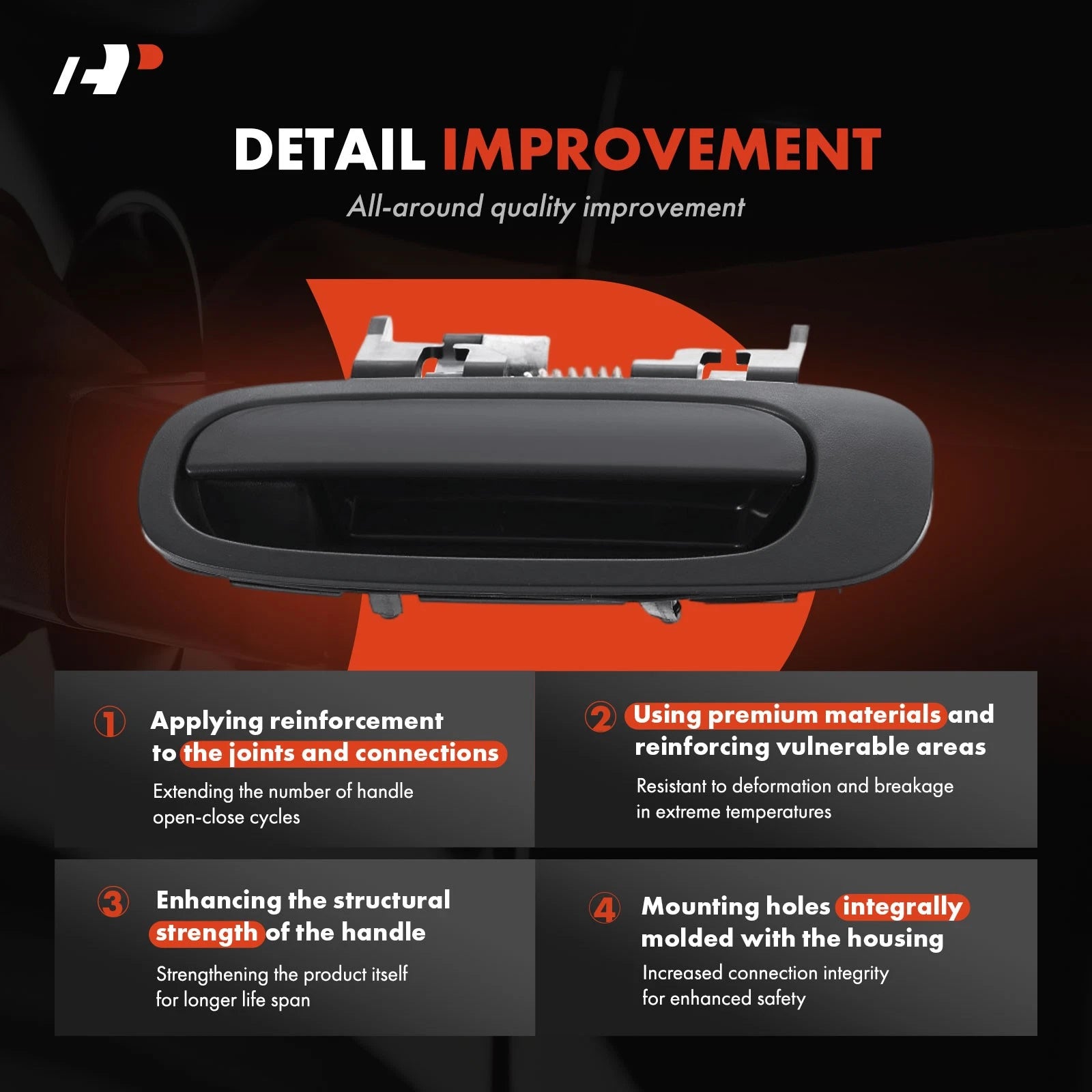2X Rear Texture Black Exterior Door Handle for Chevy Prizm (1998–2002)