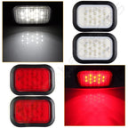 2x Red 2x White Rectangle 12 LED Stop Turn Tail Light Kit for Trucks (N/A)