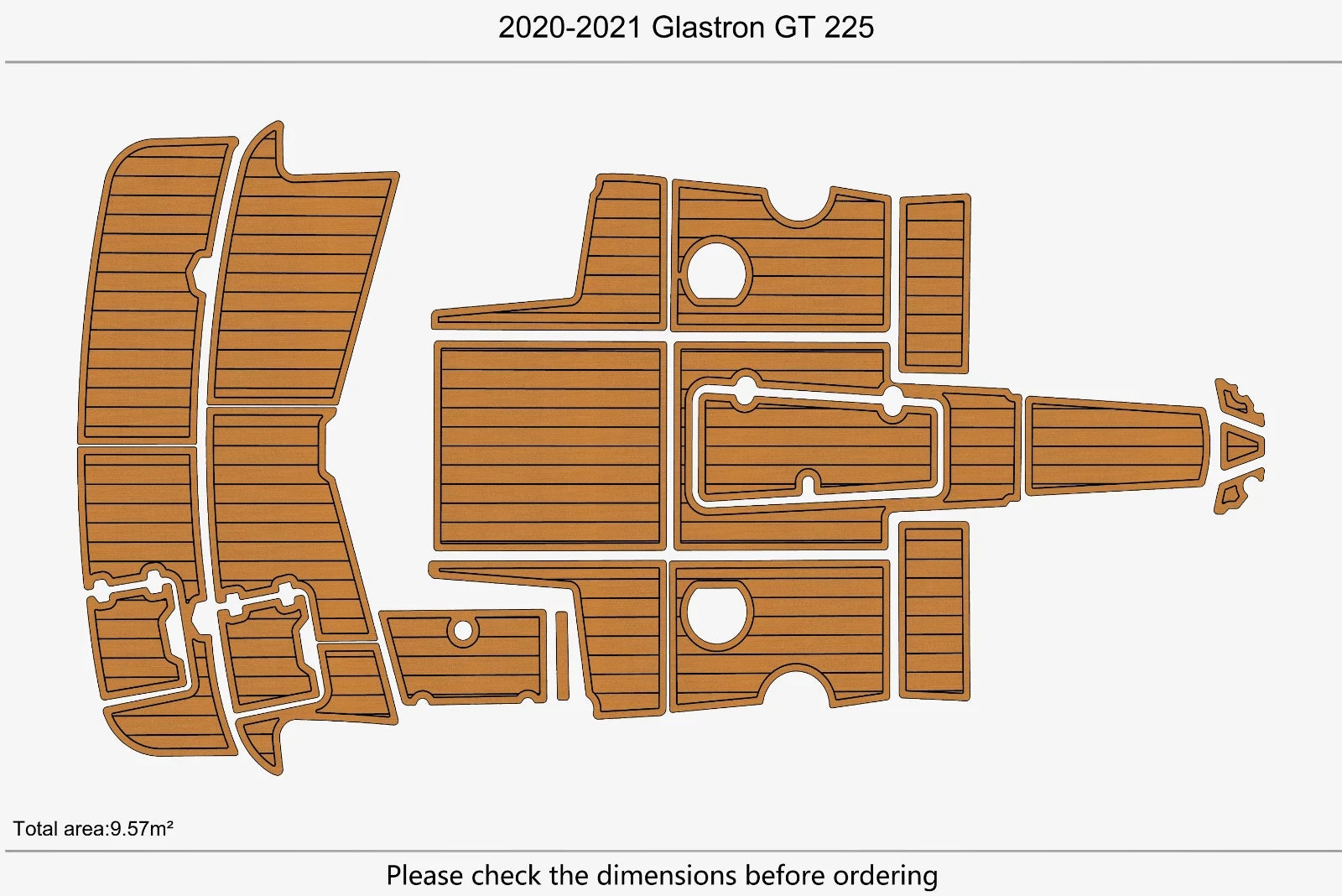 EVA Pad Teak Flooring Mat for Glastron 225 (2020)