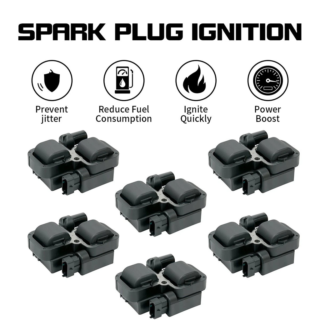Set of 6 Ignition Coils for Chrysler Crossfire (2004–2008) A0001587303