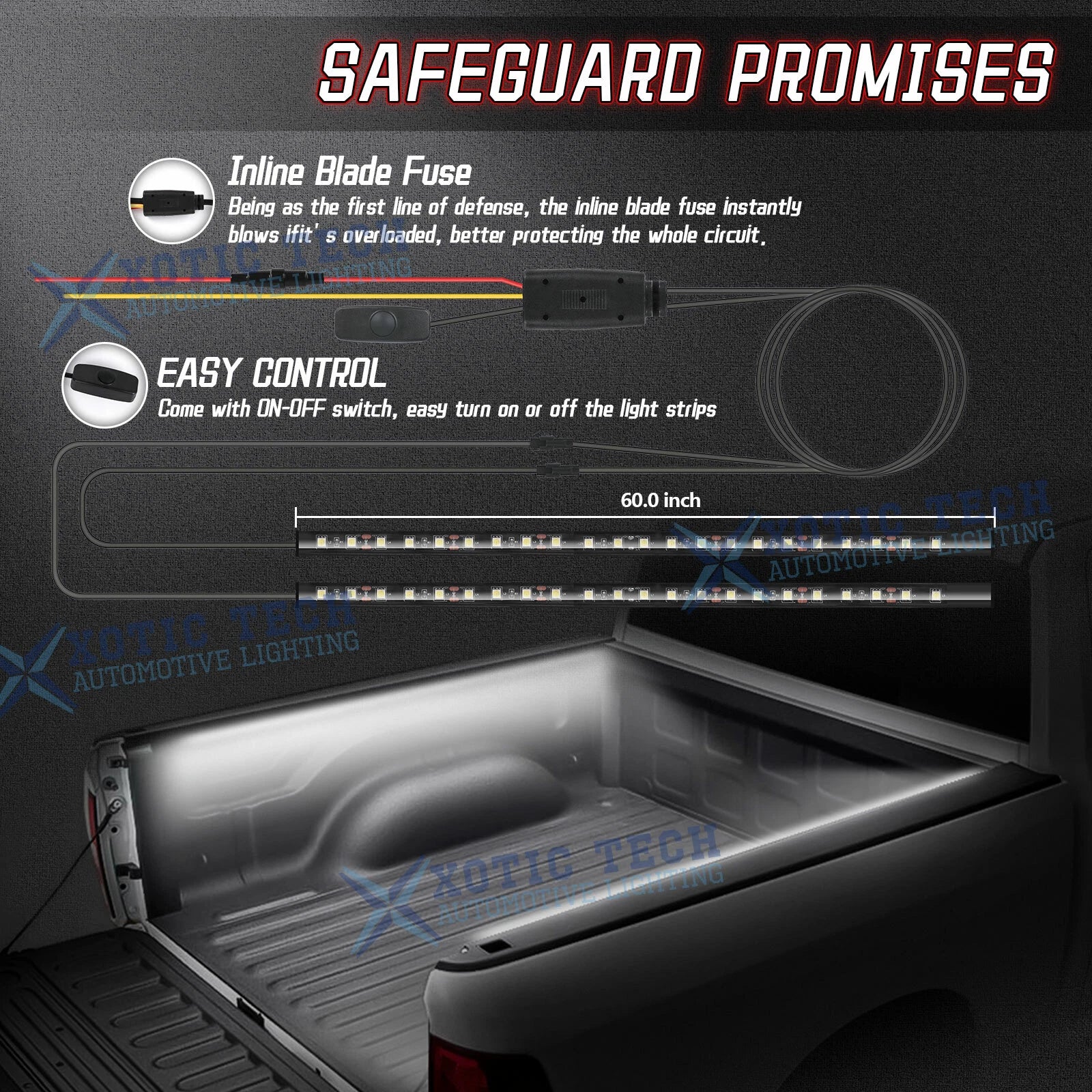 LED Truck Bed Cargo Lighting Kit Strips for Ford Chevy Dodge GMC (2000-2024)