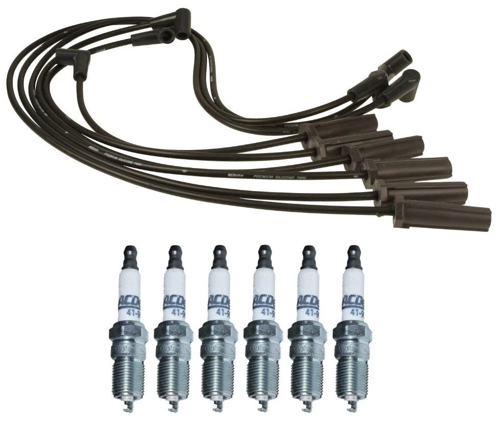 Set of 6 ACDelco Platinum Spark Plugs & Ignition Wire Set for Chevy 3.8 V6