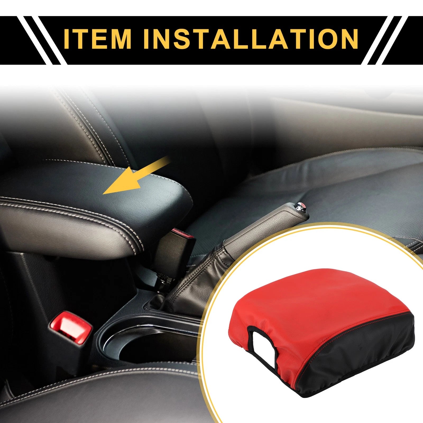 Center Console Lid Armrest Cover for Ford F-150 (2015–2020) Anti-Scratch Black Red
