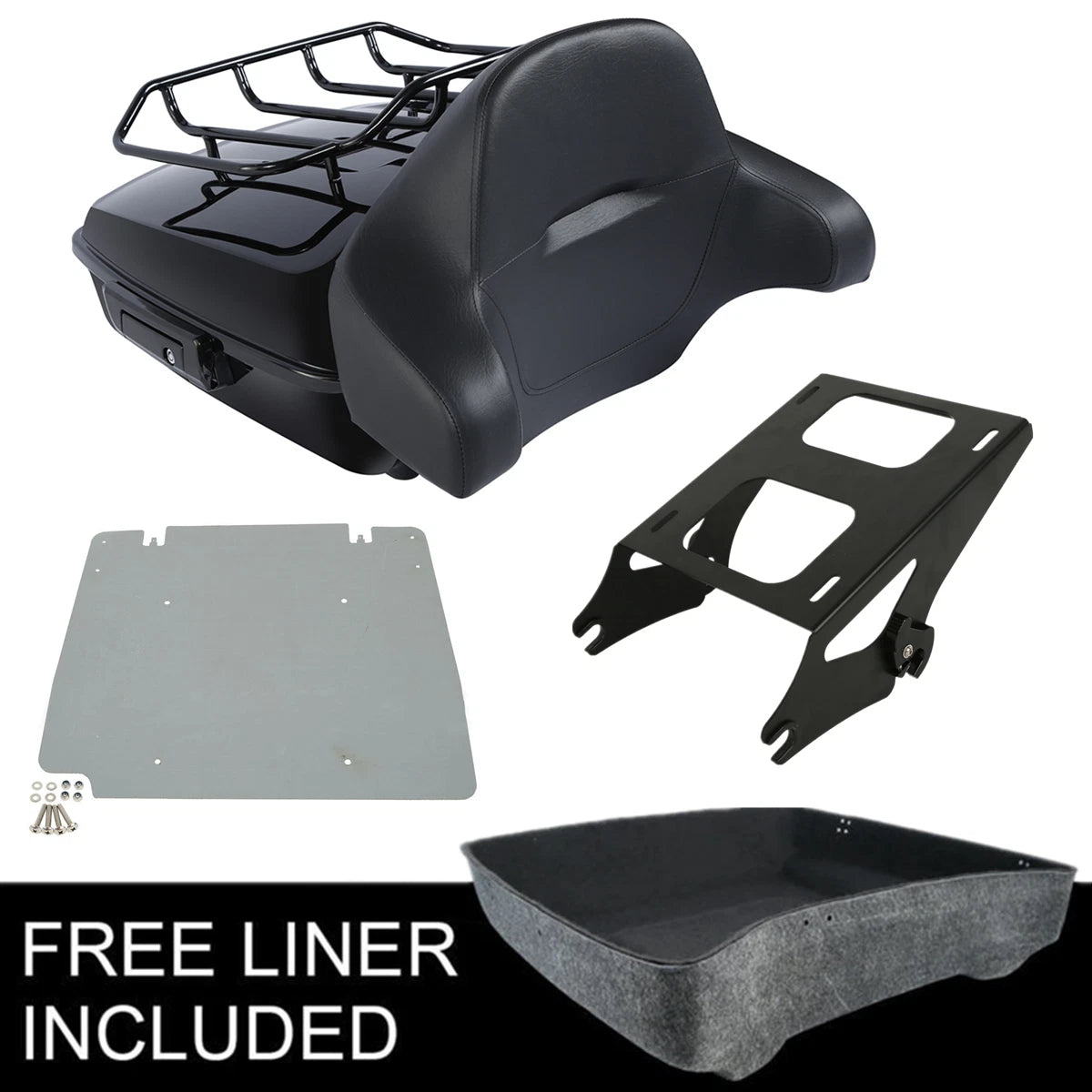 Chopped Trunk Backrest Mount Rack Plate for Harley Touring Street Glide (2014–2023)