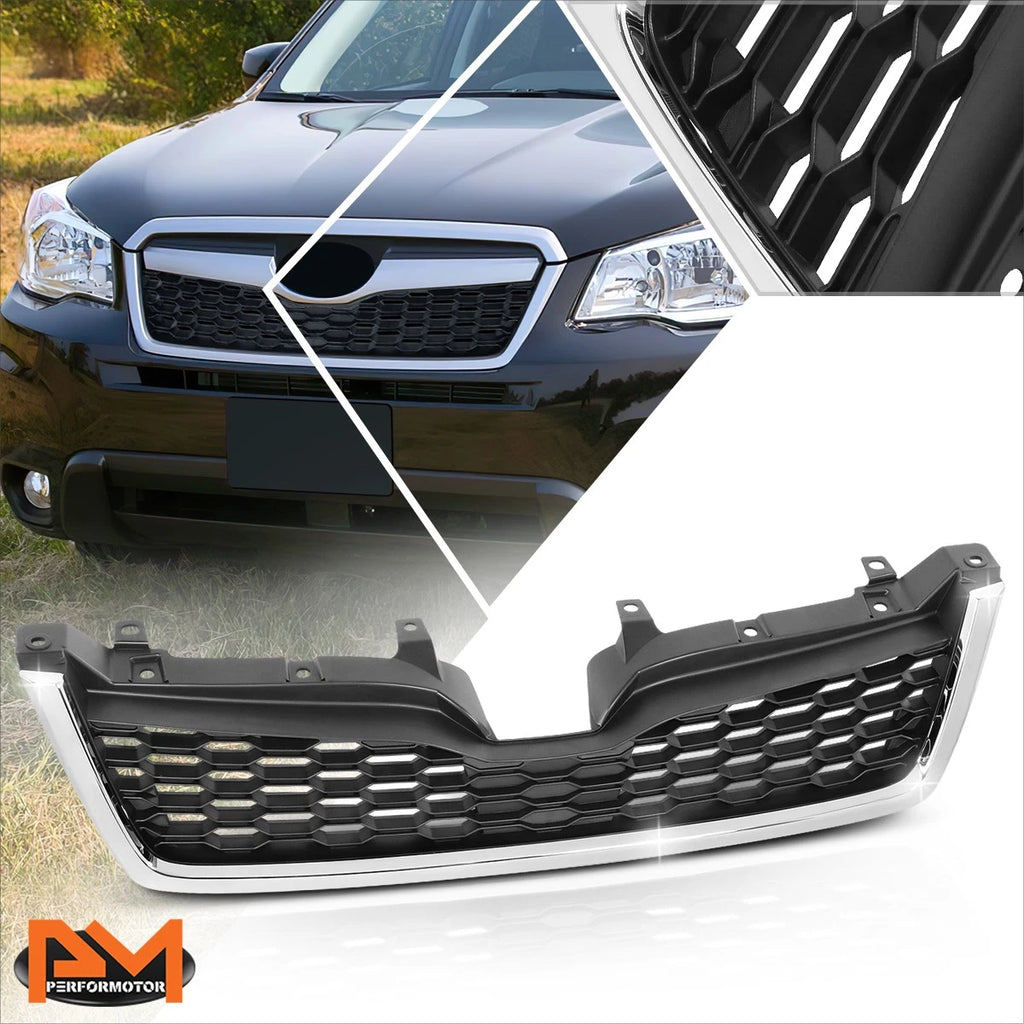 Honeycomb Mesh Lower Grille w/Badge Slot + Chrome Trim for Subaru Forester (2014–2016)