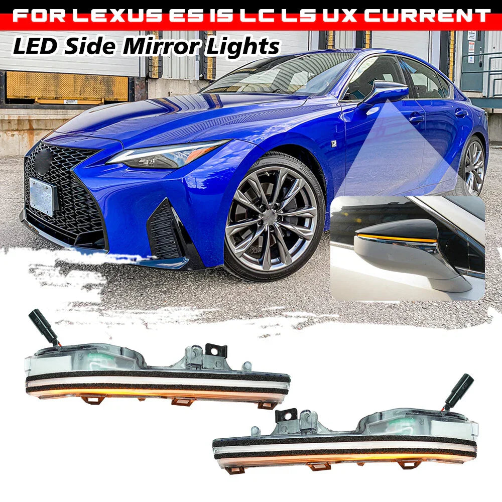 Clear Sequential LED Side Mirror Lamp Turn Signal Light for Lexus LS (2018–2025)