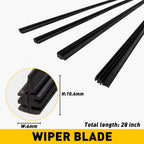 Set of 4 28" Silicone Frameless Windshield Wiper Blades for Universal Fit