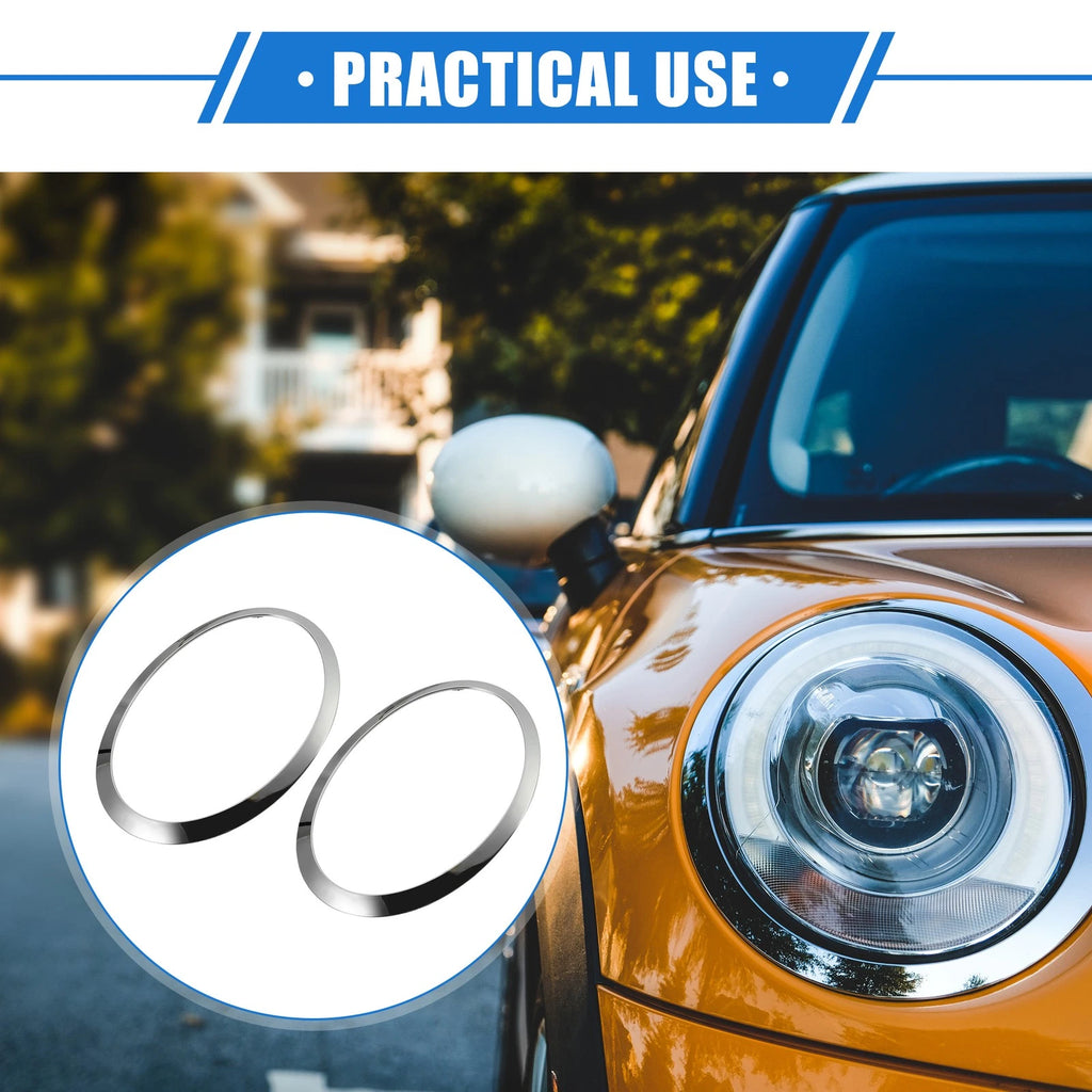 1 Pair Headlight Trim Ring for BMW Mini F55 (2014–2021) Silver Tone